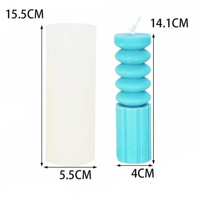 Striped cylindrical candle silicone mold Irregular geometry cylindrical candle silicone mold Home decoration soap silicone mold