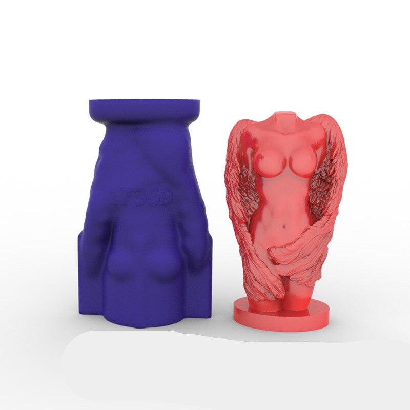 DIY Wing Goddess Female Body Wax Candle Mold Wing Angel Women Human Goddess Body Silicone Mold Home Decoration Gypsum Mold