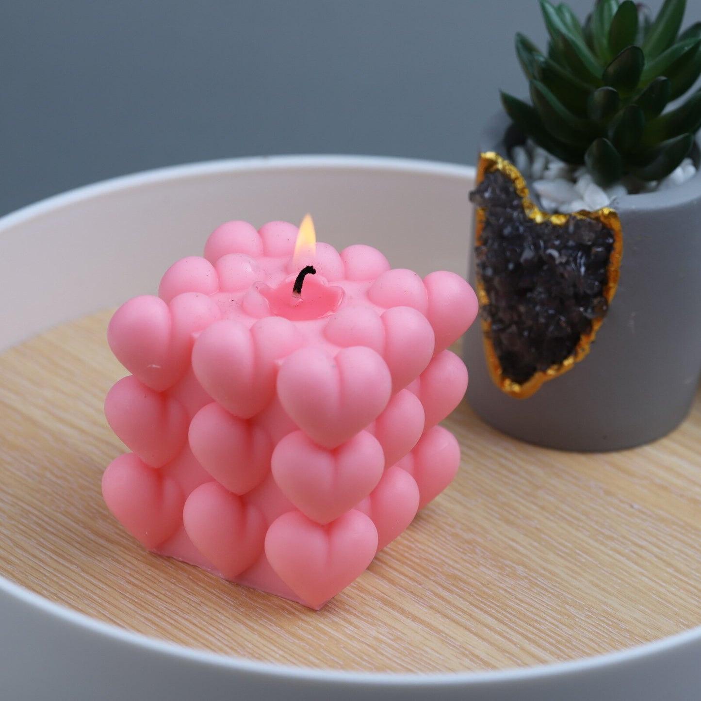 Love Silicone Candle Mold Heart shaped Rubik's Cube Candle Silicone Mold Home Decoration Cake Chocolate Silicone Mold clay molds
