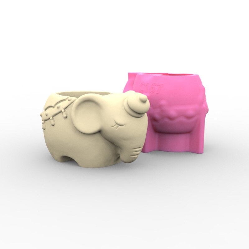 Cute Elephant Flower Pot Epoxy Resin Silicone Mold Animal Concrete Cement Succulents Plant Flower Pot Plaster Silicone Mold