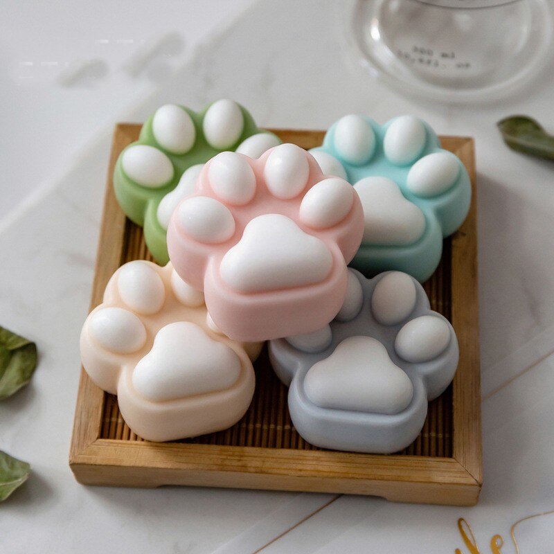8 Container Cute cartoon cat claw candle silicone mold Dog claw soap silicone mold Home ornaments epoxy resin mold cake mold