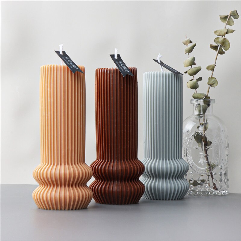 Striped Geometry Candle Silicone Mold for Handmade Chocolate Decoration Gypsum Aromatherapy Soap Resin Candle Silicone Mould