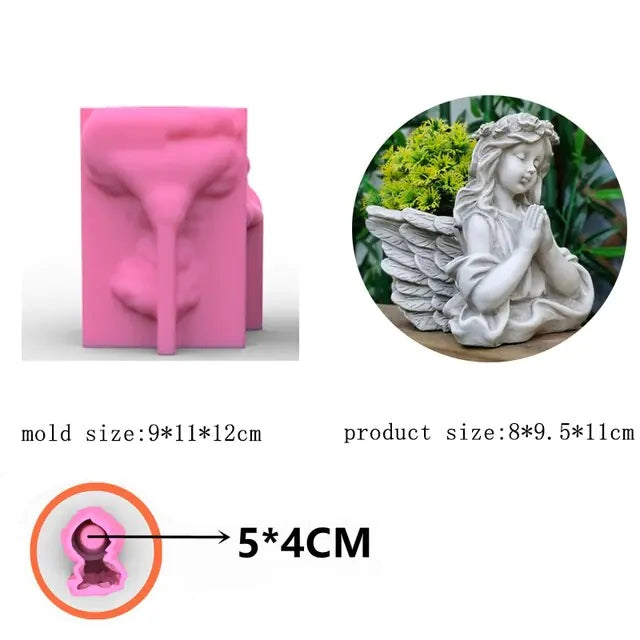 Hands Pray Angel Flowerpot Silicone Mold Wings Angel Vase Cement Silicone Mold Pen Holder Gypsum Mold Handicraft Home Decoration