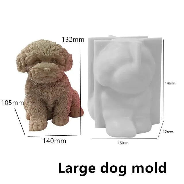 Large Dog Candle Mold Animal Teddy Puppies Soy Wax Silicone Mould Puppy Dog Lover Home Decor Christmas Gift Craft Supplies