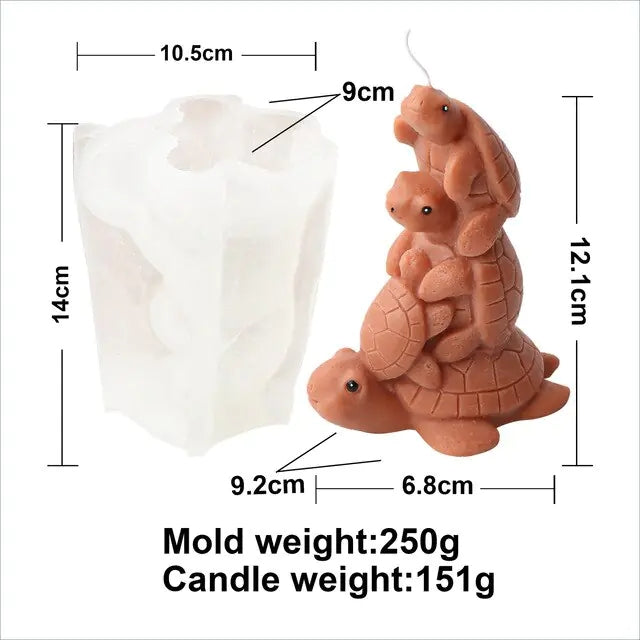 3D Cartoon Tortoise Candle Silicone Mold Cute Animal Rabbit Tortoise Family Cake Chocolate Silicone Mold Bear silicone mold