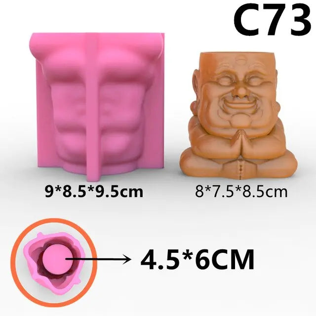 3D Buddhist flowerpot silicone mold Buddha flower pot gypsum mold flowerpot vase concrete pen holder Succulent plants Pot