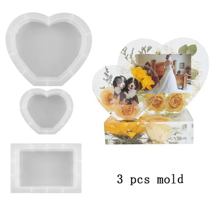 Photo Frame epoxy resin molds Square and Heart Picture Frame Silicon Mold Jewelry Ornaments Mold for Wedding Birthday Gift DIY