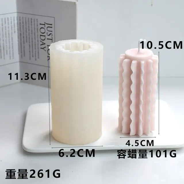 New Wavy Petal Pillar Candle Mold Home Decor Squiggle Unique Waving Design Wax Taper Patterned cylinder Candles Silicone Mould