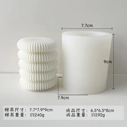 New Roman Ribbed Pillar Candle Mold Cylindrical Aesthetic Silicone Mould Geometric Abstract Decorative Striped Soy Wax Mold