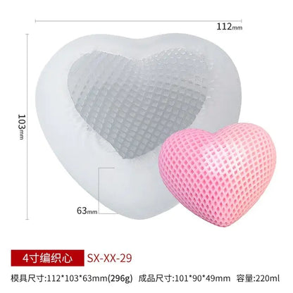 Silicone Candle Mold 3D Grid Heart Shape Scented Candle Soap Mould Mousse Chocalete Cake Mold Plaster Resin Ornament Making Tool