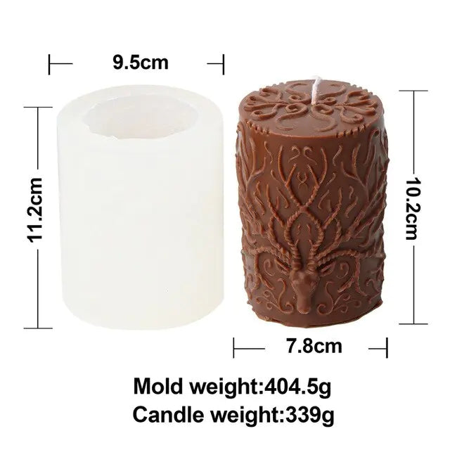 New Deer horn cylindrical candle silicone mold Elk cylindrical candle silicone mold Pattern cylindrical cake chocolate soap mold
