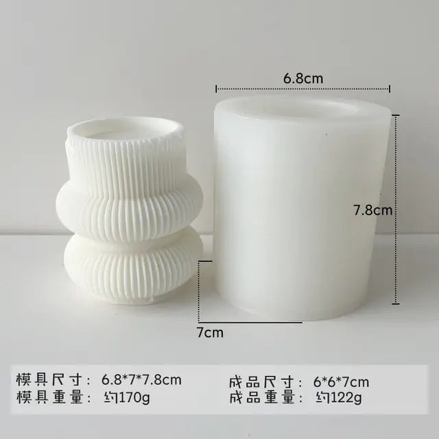 New Roman Ribbed Pillar Candle Mold Cylindrical Aesthetic Silicone Mould Geometric Abstract Decorative Striped Soy Wax Mold