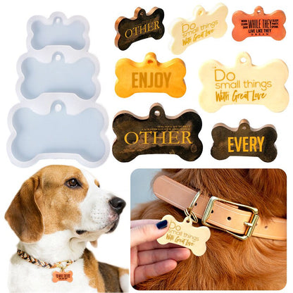 Dog Cat Keychain Mold Dog Tag Bone Shaped Epoxy Resin Mould for DIY Pets Key Chain Necklace Pendants Epoxy Resin Molds Crafts