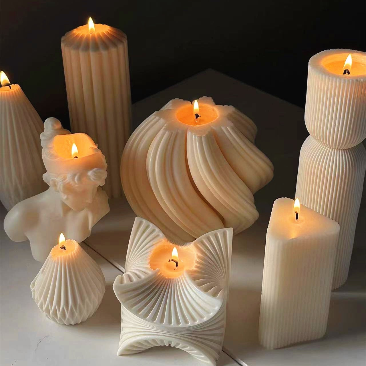 Pillar Swirl Candle Molds Wave Twirl Taper Spiral Silicone Mould Geometric Abstract Decorative Wavy Soy Wax Mold Acrylic mold