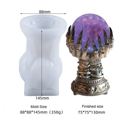 DIY Rose Hand Crystal Epoxy Resin Mold Ghost Claw Magic Hand Crystal Ball Halloween Home Decoration Candle Silicone Mould
