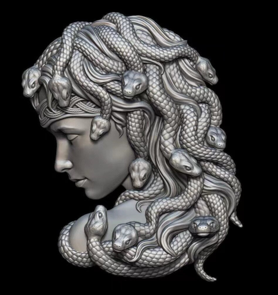 Large Realistic Medusa Bust Silicone Mold Snake Head Woman Candles Mould Greek Sculpture Body Face Terror Figure Snake head mold