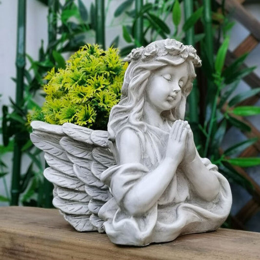 Hands Pray Angel Flowerpot Silicone Mold Wings Angel Vase Cement Silicone Mold Pen Holder Gypsum Mold Handicraft Home Decoration