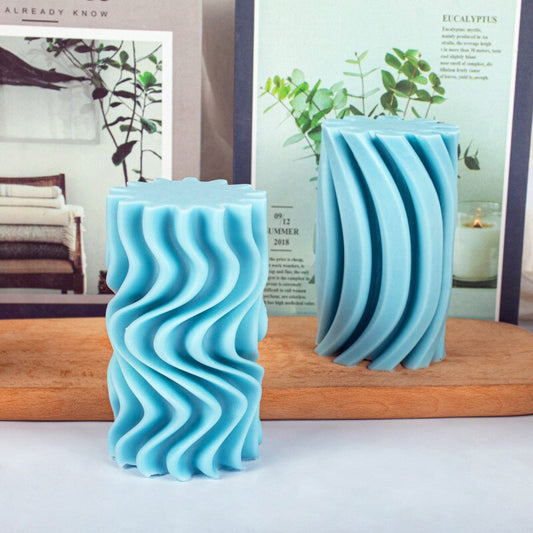 Twisted spiral cylindrical candle silicone mold Rotating wavy cylindrical candle silicone mold Wavy pattern candle silicone mold