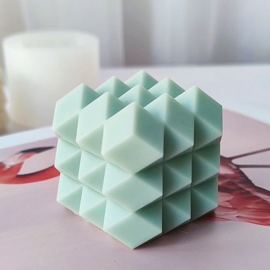 Diamond cut cube candle silicone mold stacked cube cake chocolate soap silicone mold home decoration resin mold