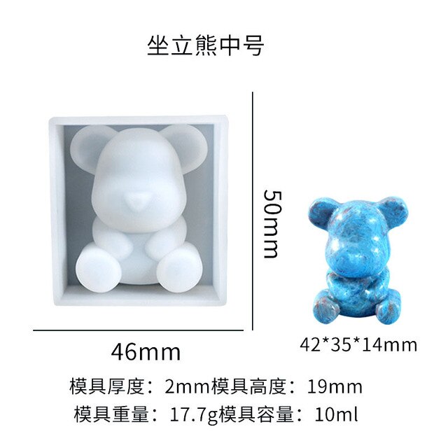 Silicone Bear Shape Mould Animals UV Molds For Resin Jewelry DIY Mold Resin Molds Transparent Making Tool DIY Kids Toy Wedding