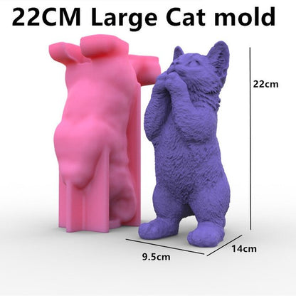 22CM Large 3D Standing cat Candle Mold Animal Soy Wax Silicone Mould Dog Cartoon cat epoxy resin silicone mold gypsum mold