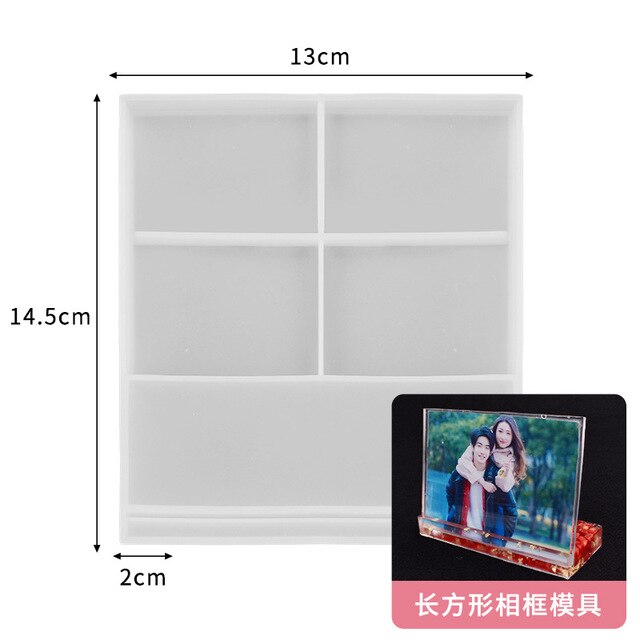DIY Love Crystal Epoxy Resin Mold Rectangle Photo Frame with Base Silicone Mold Rectangle Photo Frame Crafts Jewelry Making