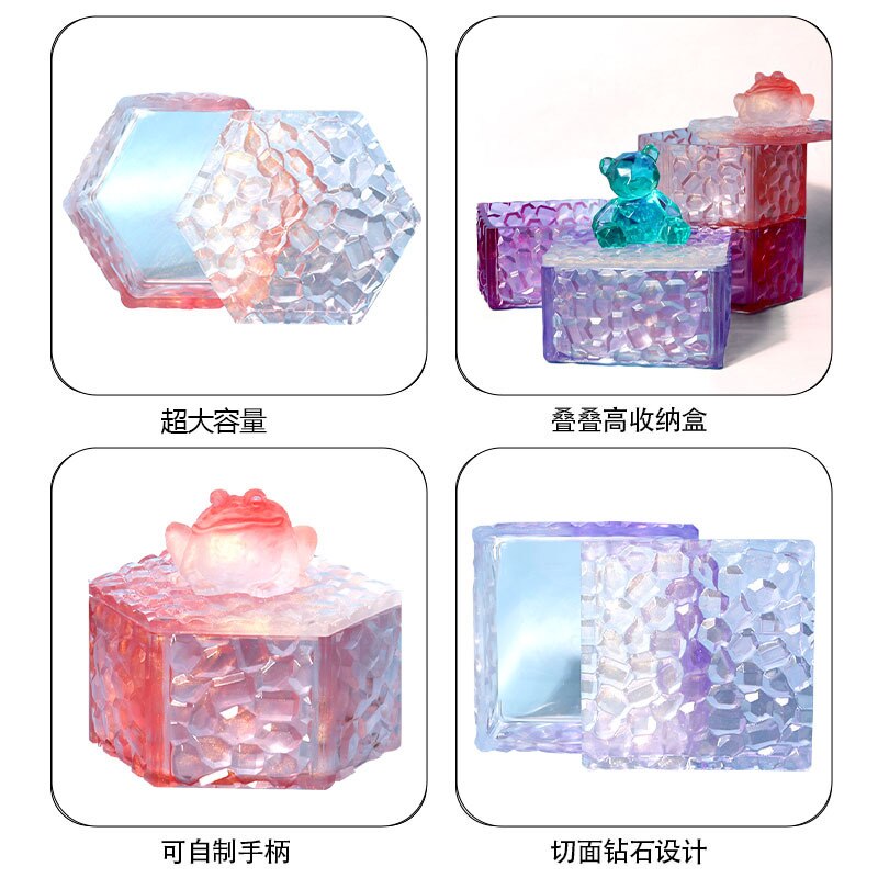 Storage Box Silicone Resin Mold DIY Crystal UV Epoxy Resin with Lid Candle Holder Box Mould Epoxy Casting Resin Mold Home Decor