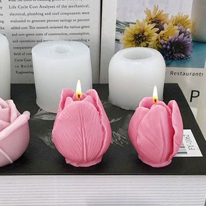 Epoxy Resin Handmade DIY Craft Clay Tools Tulip Bud Candle Mold 3D Art Wax Mold Soap Making Silicone Mould