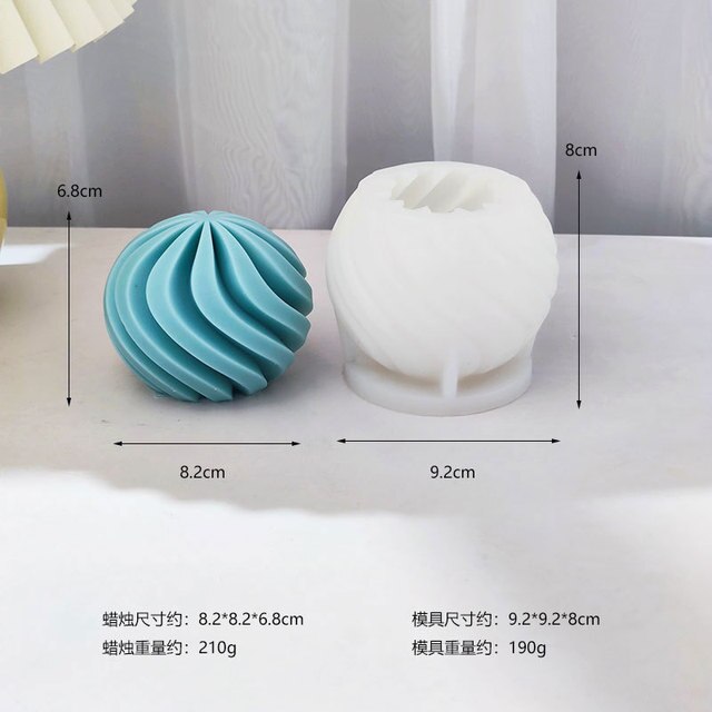 Aesthetic Water Drop Design Candle Silicone Mold Round Striped Swirl Spiral Wax Soy Candles Mould Decorative Modern Geometric