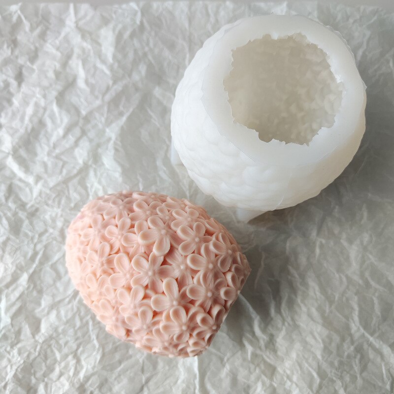 Flower Ball Egg Candle Mold 3D Handmade Decoration Gypsum Aromatherapy Soap Resin Silicone Mould