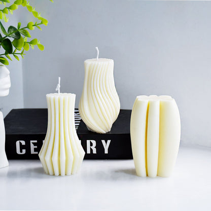 DIY Irregular geometric stripe wavy column candle silicone mold rotary stripe candle silicone mold home decoration clay mold