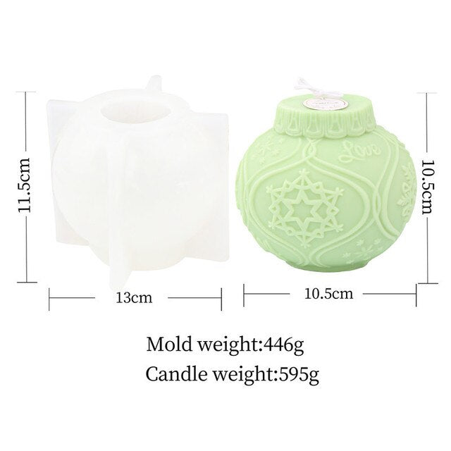 3D Elk snowflake Pattern Ball Candle Silicone Mold Christmas Ball Aroma Epoxy Resin Mold Soap Candle Making Christmas Home Decor