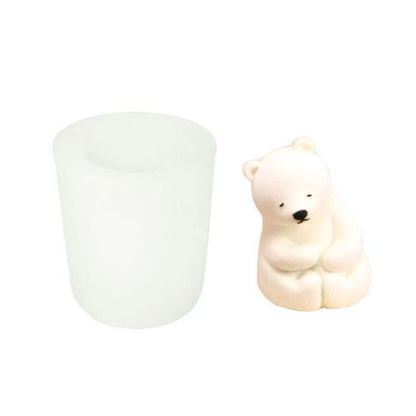 Epoxy Resin Handmade DIY Craft Clay Tools Soap Making Polar Bear Candle Mold 3D Art Wax Mold Silicone Mould