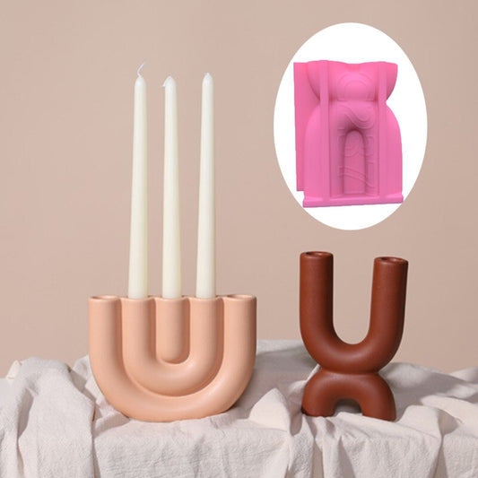 Large candle holder Epoxy resin silicone mold Unique Household Arch Vase Mold For Succulent Flower Silicone Mold Concrete Mould