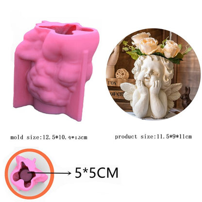 Hands Pray Angel Flowerpot Silicone Mold Wings Angel Vase Cement Silicone Mold Pen Holder Gypsum Mold Handicraft Home Decoration