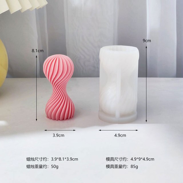 Ribbed Swirl Twisted Candle Silicone Molds Wave Twirl Pillar Spiral Silicone Mould Geometric Abstract Wavy Candle Mould