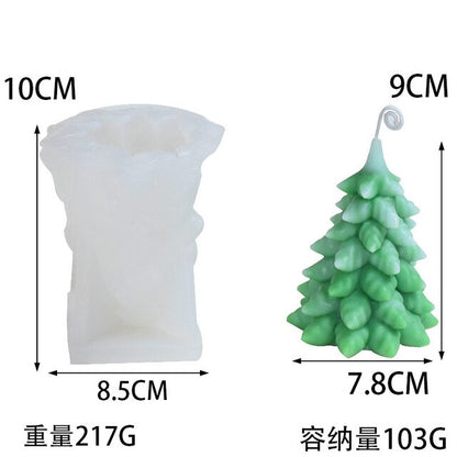 Large Geometric Spinning Pine Silicone Candle Mold Handmade Christmas Tree Aromatherapy Gypsum Resin Soap Mould Home Decor Gifts