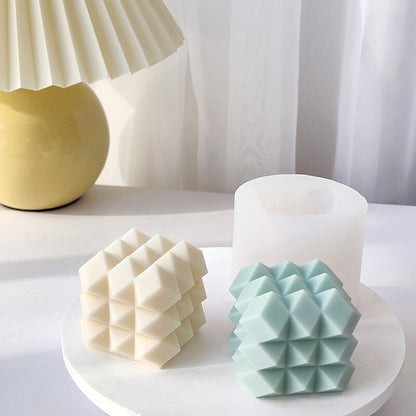 Diamond cut cube candle silicone mold stacked cube cake chocolate soap silicone mold home decoration resin mold
