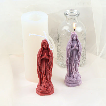 Maria Candle Silicone Mold 3D Holy Virgin Statue Epoxy Resin Silicone Mold Home Decoration Soap Silicone Mold clay molds