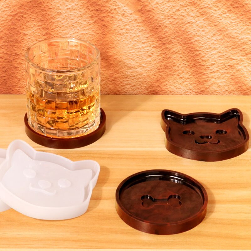 DIY Pet Coaster Silicone Molds Creative Cat Bones Pet Storage Coaster Epoxy Resin Mold Handmade Home Decor Candle Base Mould