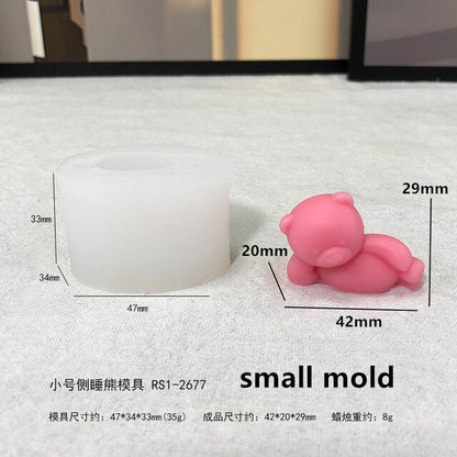Cute Bear Mold Lazy Bear Shape 3D Silicone Mold Candle Mold for Candle Making DIY Soap Molds cake mold Side lying bear Cake Mold