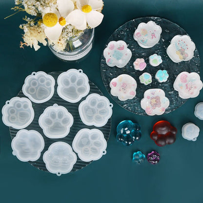 Mini Cat Paw Pendant Silicone Mold Keychain Pendants Epoxy Resin Molds for DIY Epoxy Resin Crafting Mould Jewelry Making Crasfs