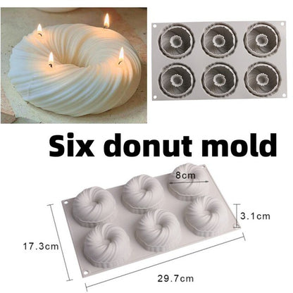 Large Various shapes Donut candle silicone mold Irregular geometric shapes doughnut mousse cake silicone mold chocolate mold