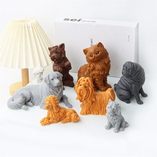 3D Cute Shapi Dog Animal Candle Silicone Mold Teddy Dog Candle Silicone Mold Lovely Cat Cake Chocolate Silicone Mold clay molds