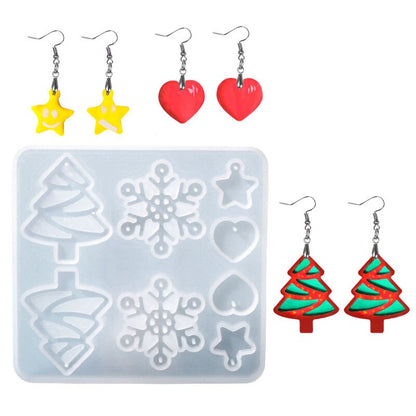 1PCS Christmas Ear Studs Resin Mold Crystal Epoxy Resin Mold Mini Heart Shaped Animal Mold DIY Craft Jewelry Earring Making Tool