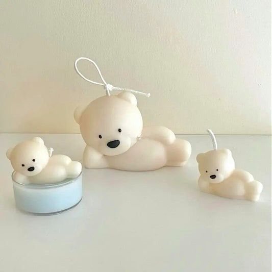 Cute Bear Mold Lazy Bear Shape 3D Silicone Mold Candle Mold for Candle Making DIY Soap Molds cake mold Side lying bear Cake Mold