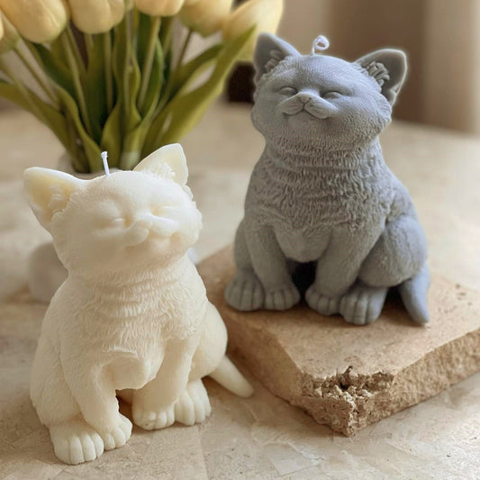 3D большая форма Свеча-кошка, животные, щенки Тедди, соевый воск, силиконовая форма, щенок, собака, любимый, домашний декор, рождественский по