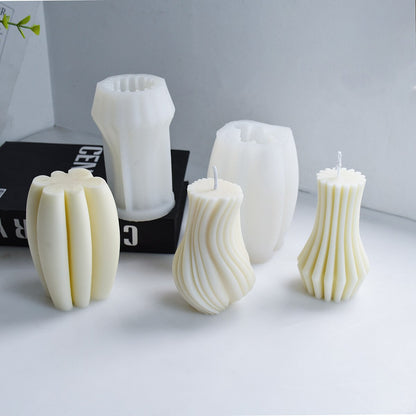 DIY Irregular geometric stripe wavy column candle silicone mold rotary stripe candle silicone mold home decoration clay mold