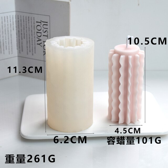 New Wavy Petal Pillar Candle Mold Home Decor Squiggle Unique Waving Design Wax Taper Patterned cylinder Candles Silicone Mould