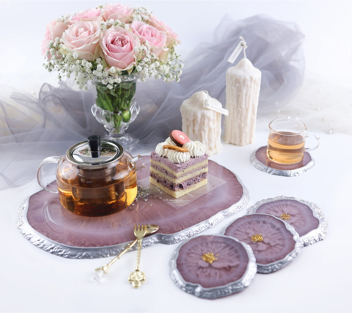 DIY Irregular Tray Coaster Epoxy Resin Mold Fruit Plate Cake Plate Mirror Silicone Mould Home Decoration clay mold